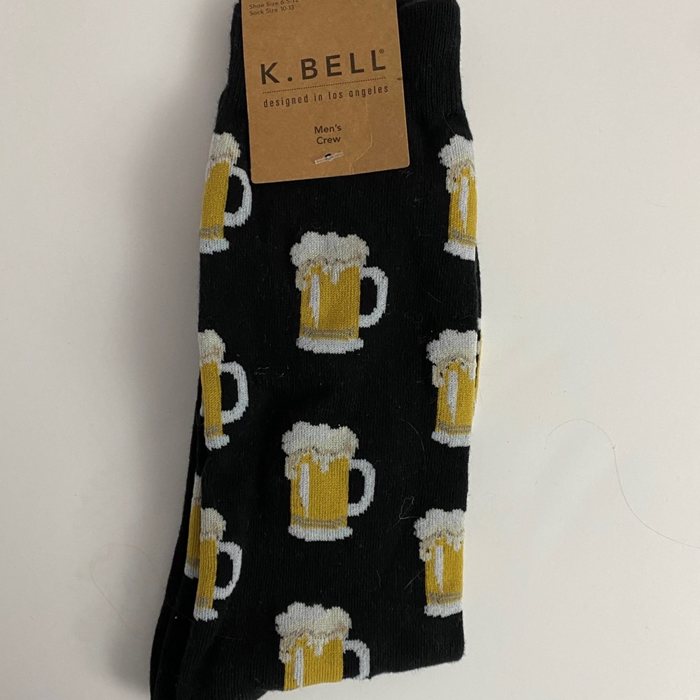 K. Bell Beer Mug Crew Socks NWT